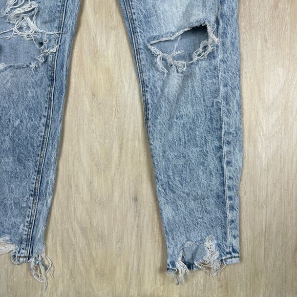 American Eagle Comfort Stretch Waistband Mom Jean Distressed Destroyed Jeans 0 - Picture 16 of 16